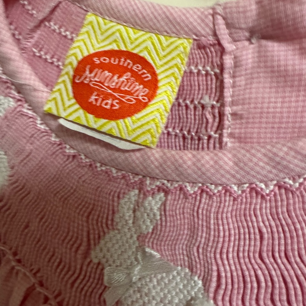 Southern Sunshine Kids Bunny Smocked Dress (7y) - Picture 5 of 7